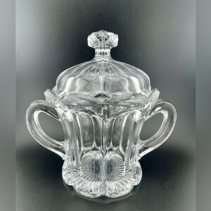 Vintage Old Willimasburg Double Handle Sugar Bowl with Lid by Imperial Glass